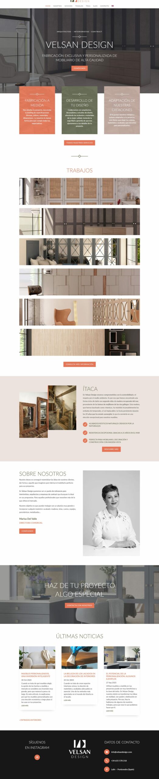 Páxina web de Velsan Design deseñada por VINCUSYS